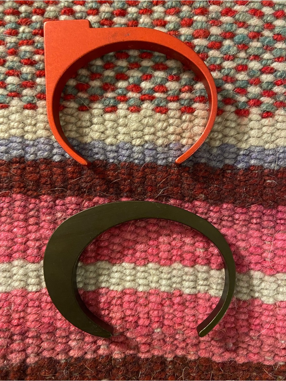Minimalist Open Cuff Bracelet Set in Red and Black